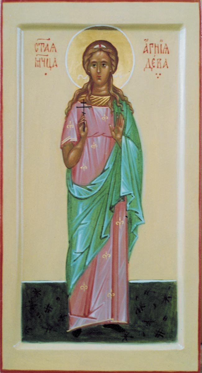 Св. Агния. С. Колотова (выпускница Иконописной школы 2004). Икона. Сергиев Посад. 2004 год.