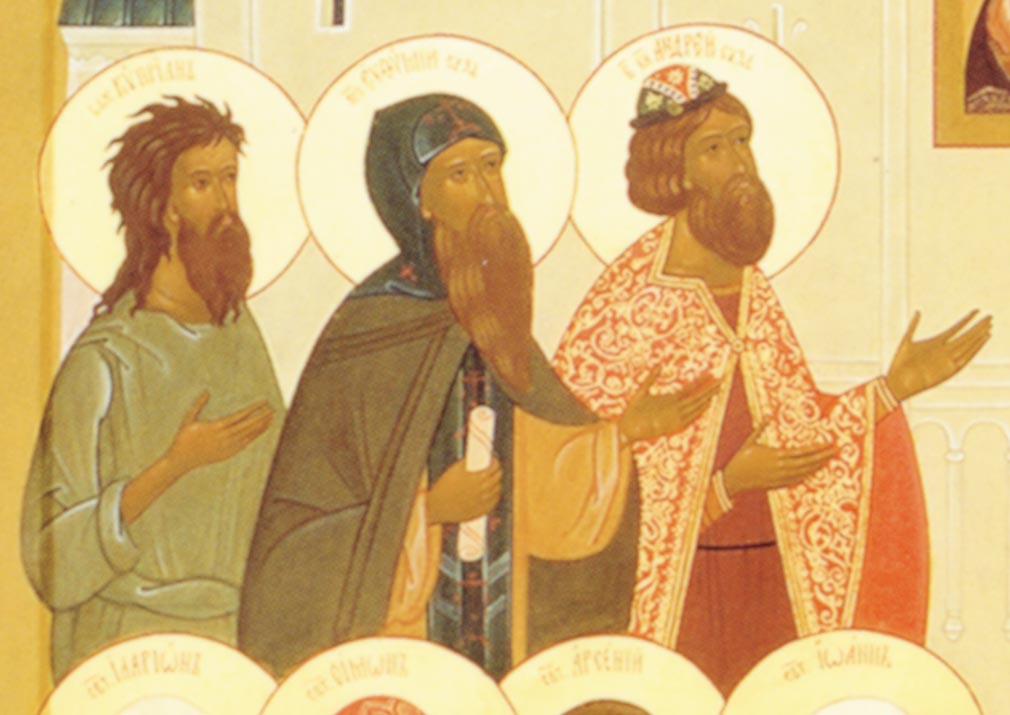 Собор Суздальских святых (фрагмент). Инокиня Елена. Икона. Суздаль. Около 2003 года. Суздальский Покровский женский монастырь.